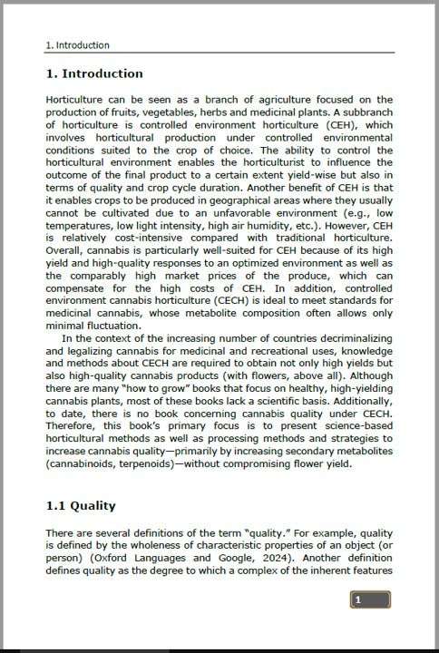 Controlled Environment Cannabis Horticulture: Methods and Strategies to Improve the Quality of Medicinal Cannabis - Chapter 1 & 2 (ebook) (still available)